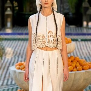 ALEMAIS Rosemary Embroidered Linen-Blend Top